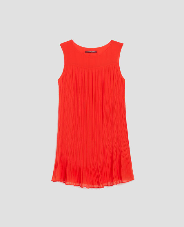 Vestido corto plisado fluido I250 cherry tomato