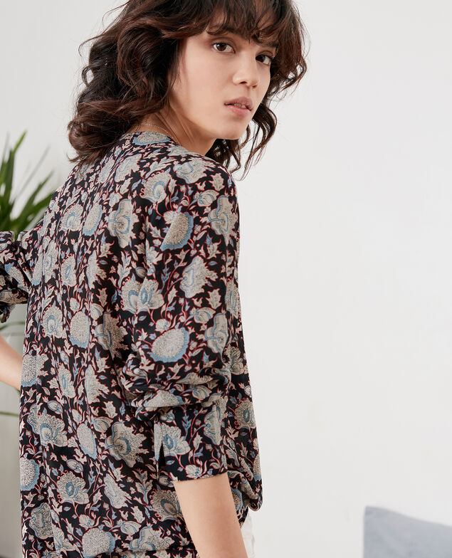Blusa de seda estampada Darjeeling black
