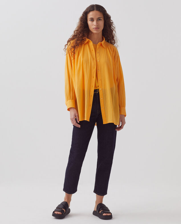Blusa de algodón plisado H450 artisan's gold