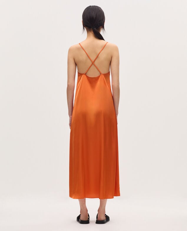 Vestido lencero satinado K240 apricot orange