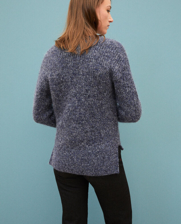 Cárdigan jaspeado de mohair Medieval blue/noir/off white