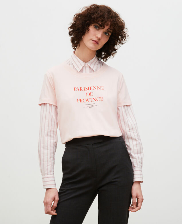 Camiseta de algodón manga corta Seashell pink