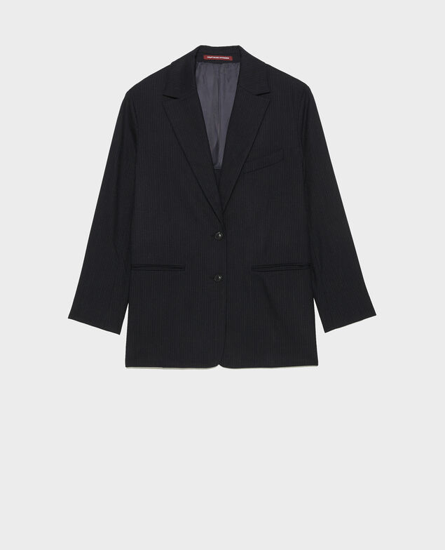  Blazer de lana corte recto Night sky