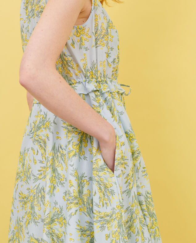 Vestido evasé de gasa de algodón 93 print blue