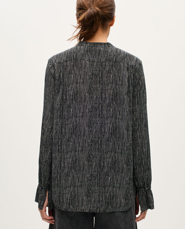 Camisa fluida de manga larga K093 stripes black