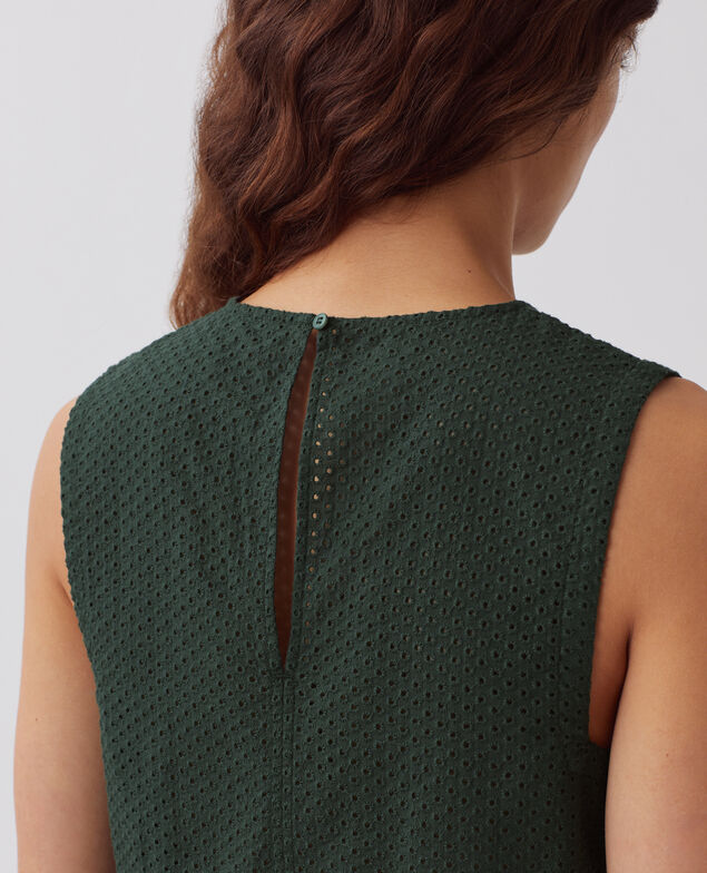 Top sin mangas bordado de algodón J590 spruce green