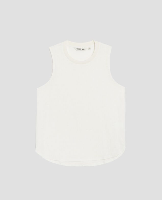 MARCELLE - Camiseta de lino sin mangas H001 brillant white