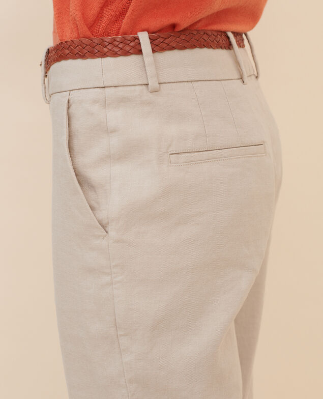 MARGUERITE - Pantalón cigarette Oxford tan