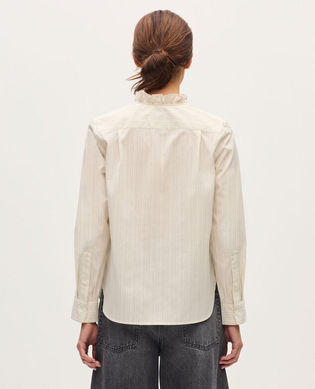 Camisa con cuello de volantes K013 st ecru black