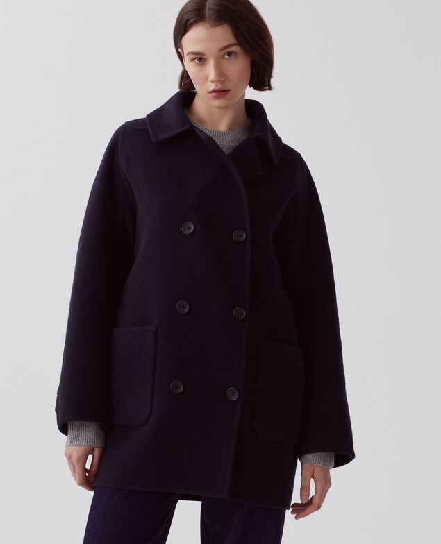Chaquetón de longitud media de doble cara U690 navy