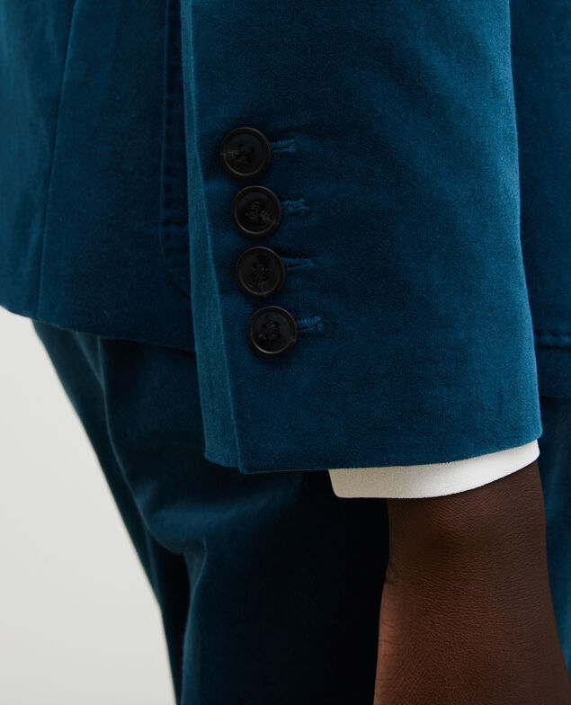 Blazer de  terciopelo con dos botones Blue coral