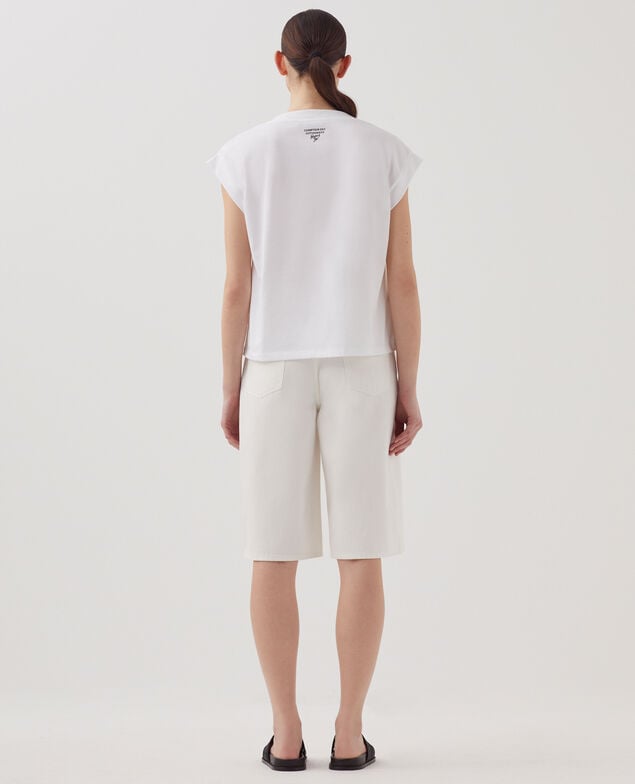Camiseta corte caja de algodón J001 white base words