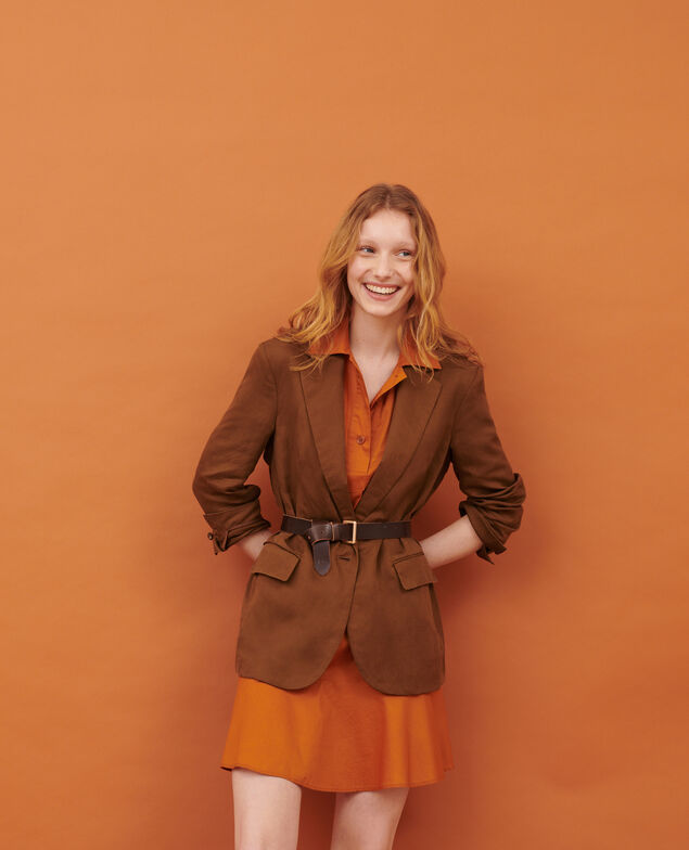Blazer de lino mezclado 35 brown