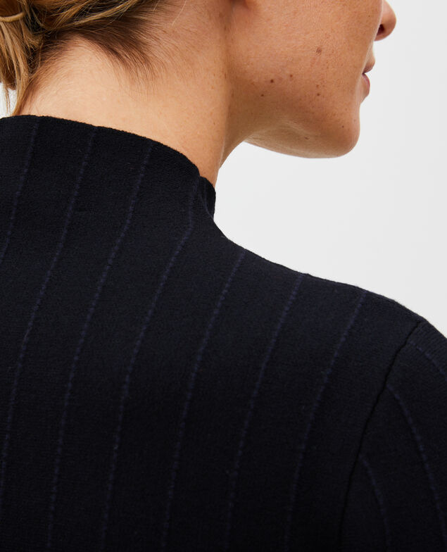 Jersey de lana merino con cuello subido Black nightsky jacquard
