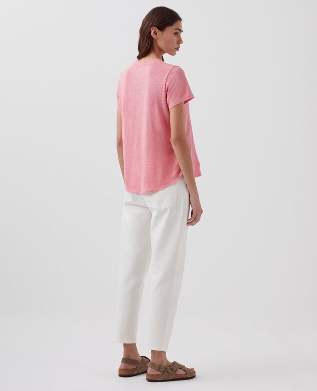 AMANDINE -  Camiseta con cuello redondo de lino H110 lantana