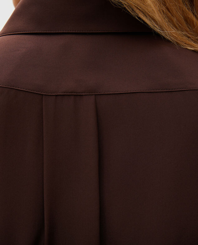  Camisa masculina de seda con manga larga Coffee bean