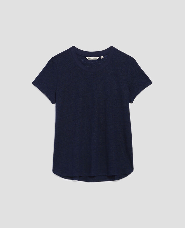 AMANDINE -  Camiseta con cuello redondo de lino H695 night sky
