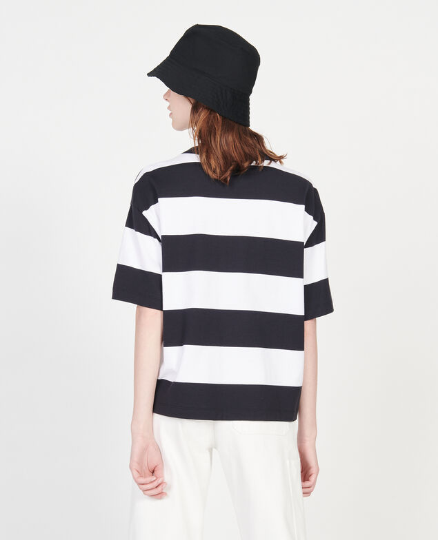 Camiseta rayada oversize de algodón mercerizado Str opticalwhite black