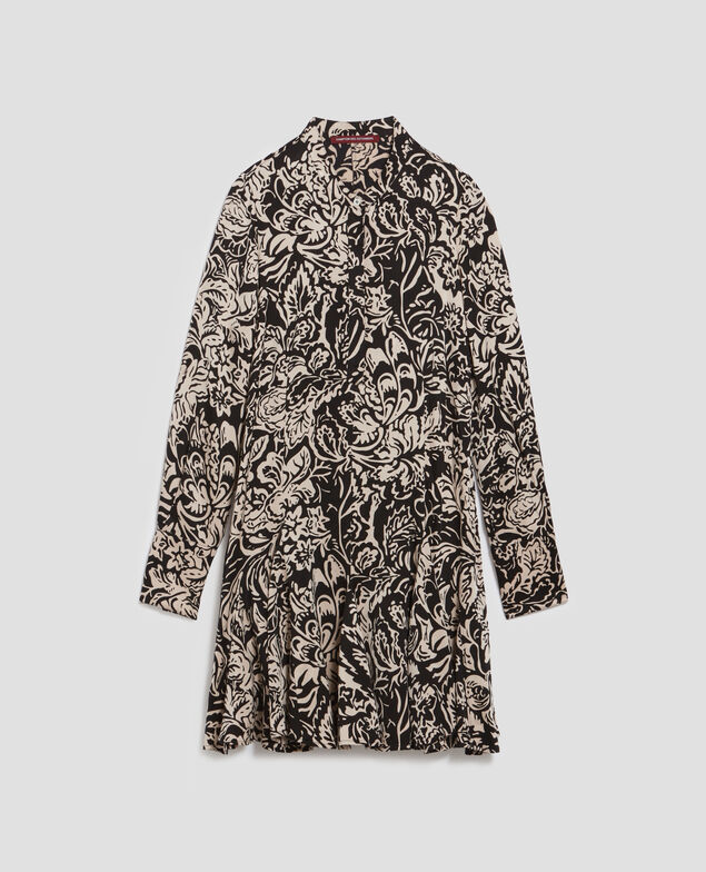 Vestido corto fluido I094 abstract fl blk