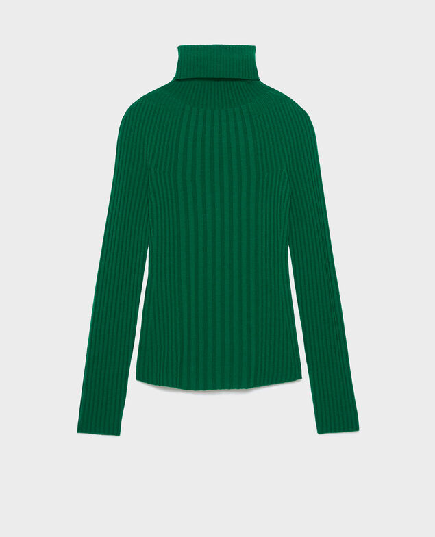 Jersey cuello vuelto de lana merino A541 bright green knit