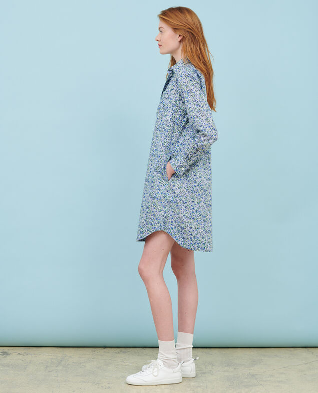 Vestido camisero de algodón 92 print blue