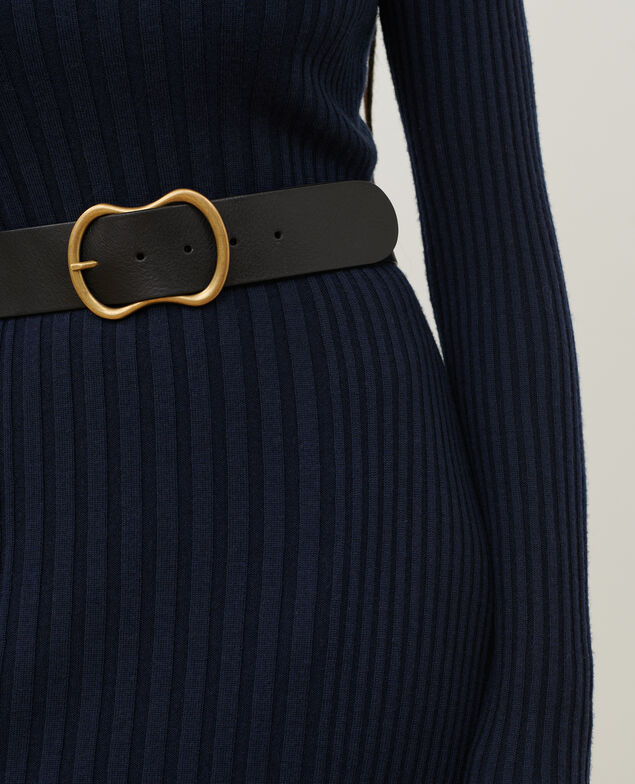 Vestido largo de lana merino A699 navy knit