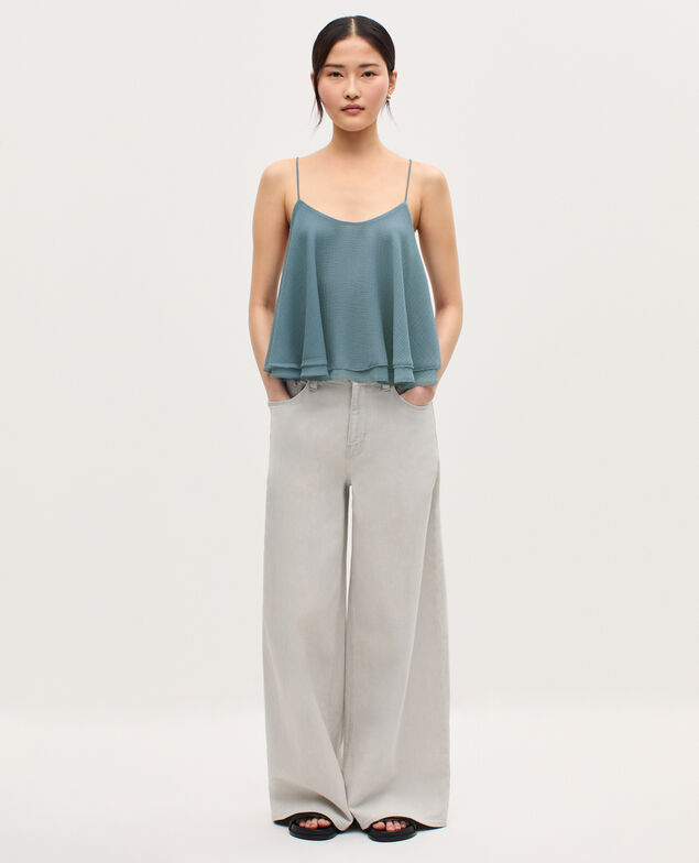 Top de muselina con tirantes cruzados K631 blue lake