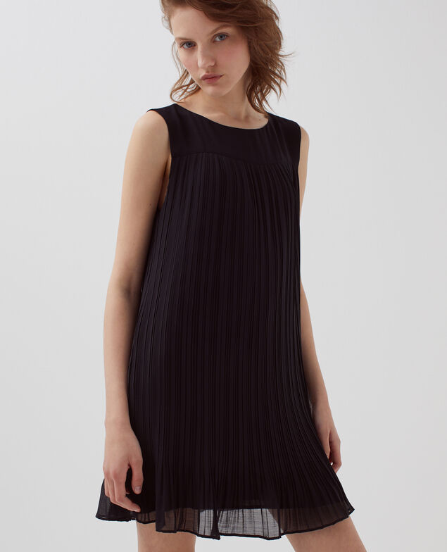 Vestido corto plisado fluido H091 black beauty