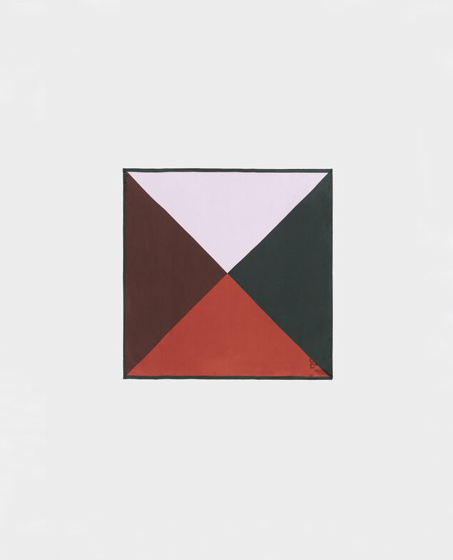 Foulard cuadrado de seda multicolor Pastel lilac