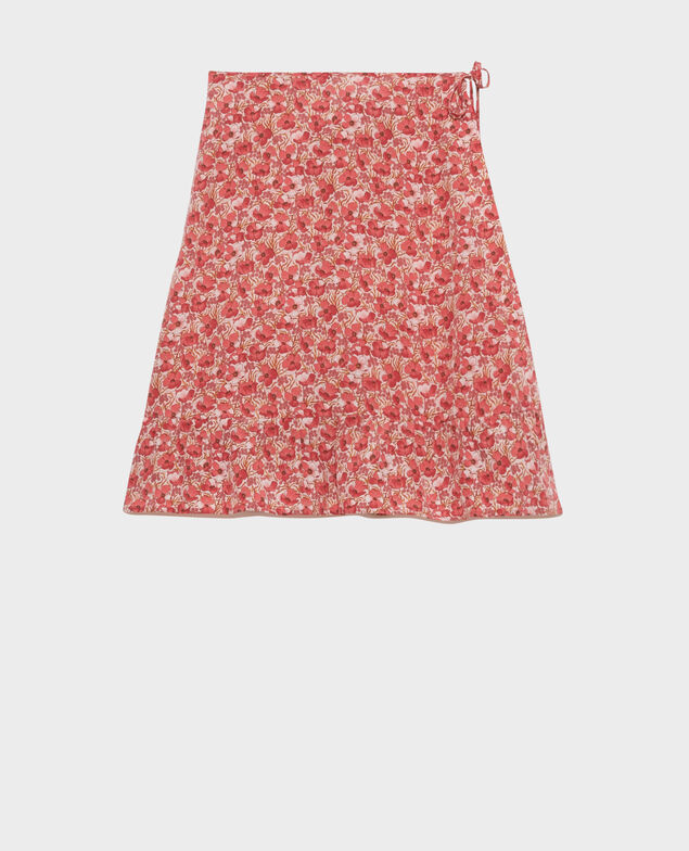 Falda cruzada corta de seda Art deco pink