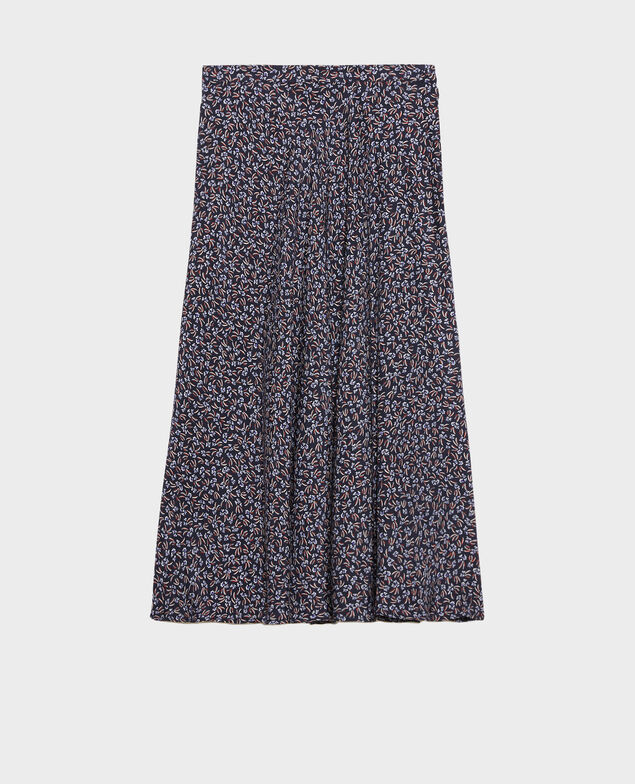 Falda patinadora de seda Clochette navy