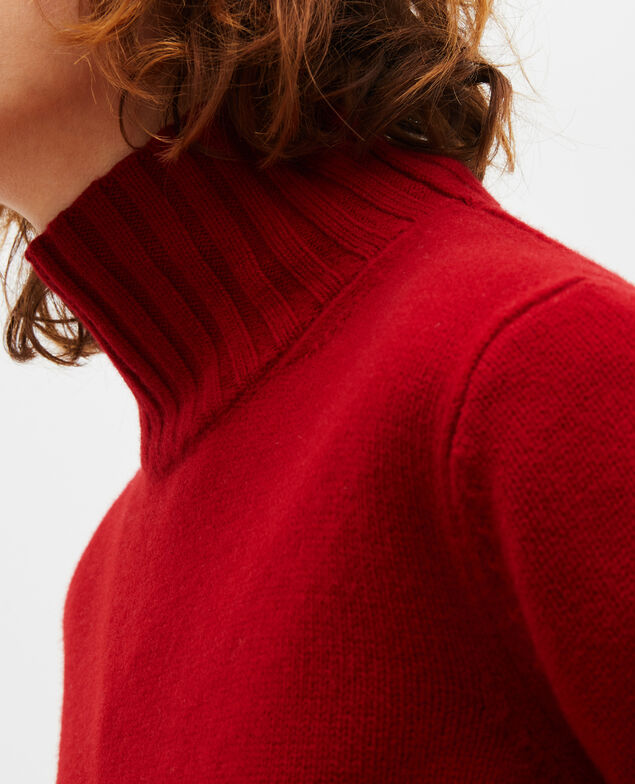 Jersey de lana de cuello alto con anchos canalés Royale red