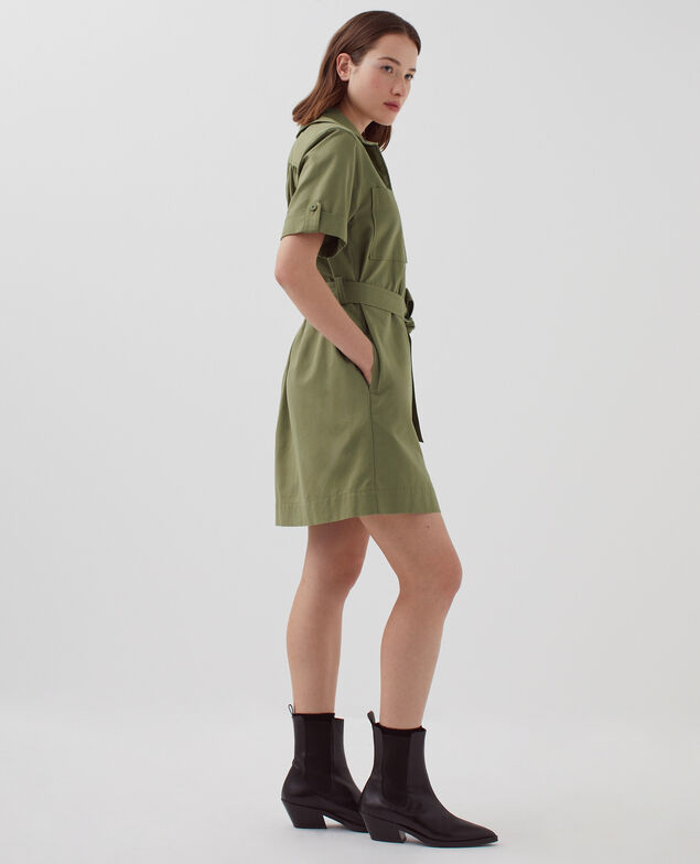 Vestido cargo con cremallera I560 covert green