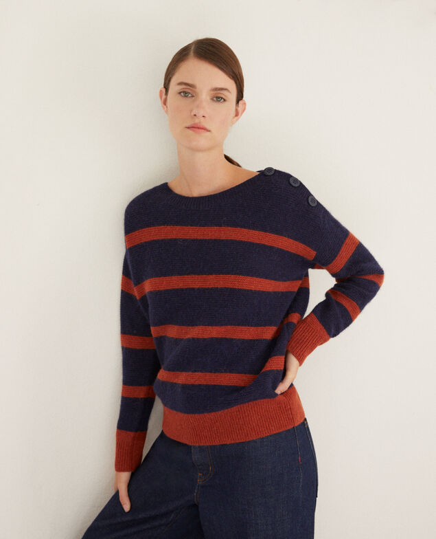 Jersey de cuello barco Peacoat/picante