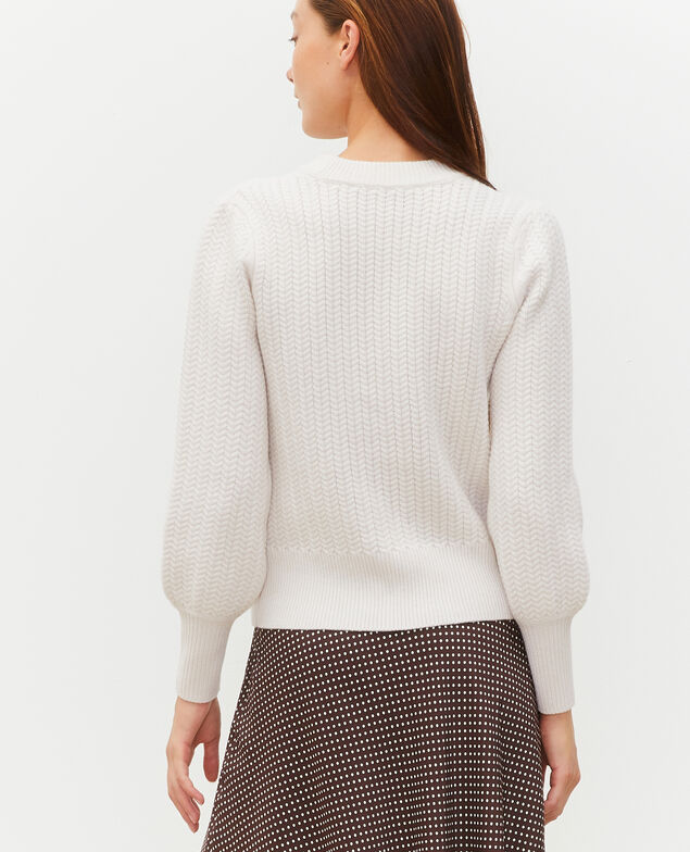 Jersey de lana con cuello redondo, trenzas y espigas Jet stream