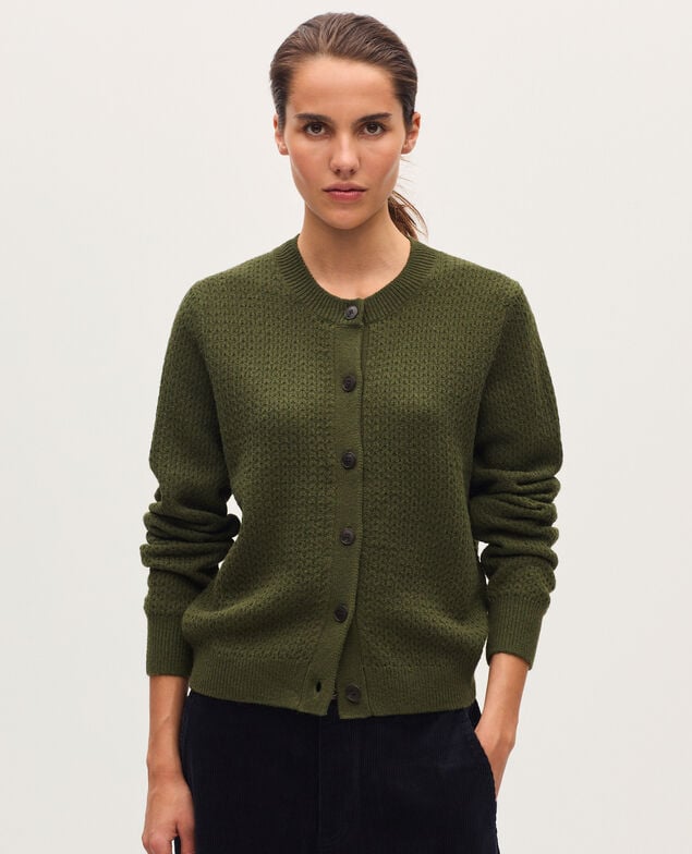 Cárdigan de cuello redondo  U570 olive