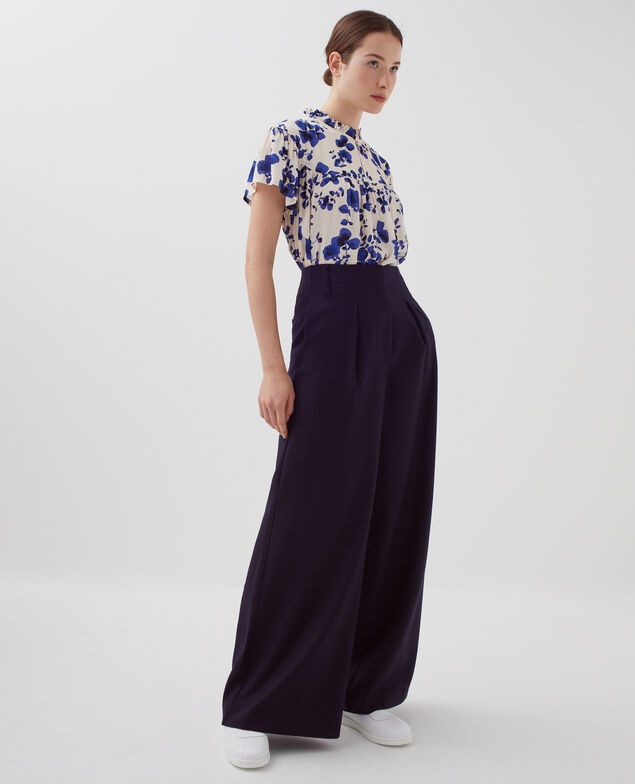 Blusa fluida de manga corta I302 floral white
