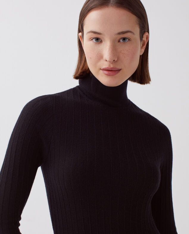 Abrigo largo de lana merino H091 black beauty