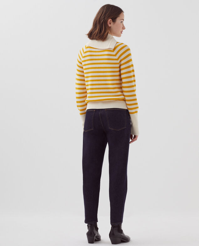 Jersey marinero de cuello con botones de lana merino I471 st ecru yellow