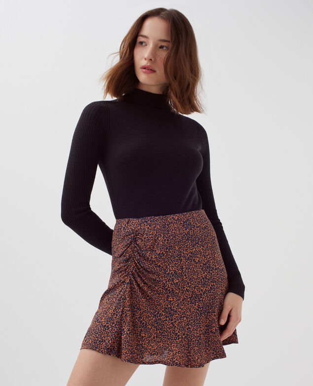 Minifalda fluida con estampado de leopardo I480 leo brown
