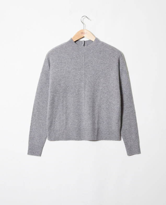 Jersey con botones en la espalda de 100% cachemir Light grey
