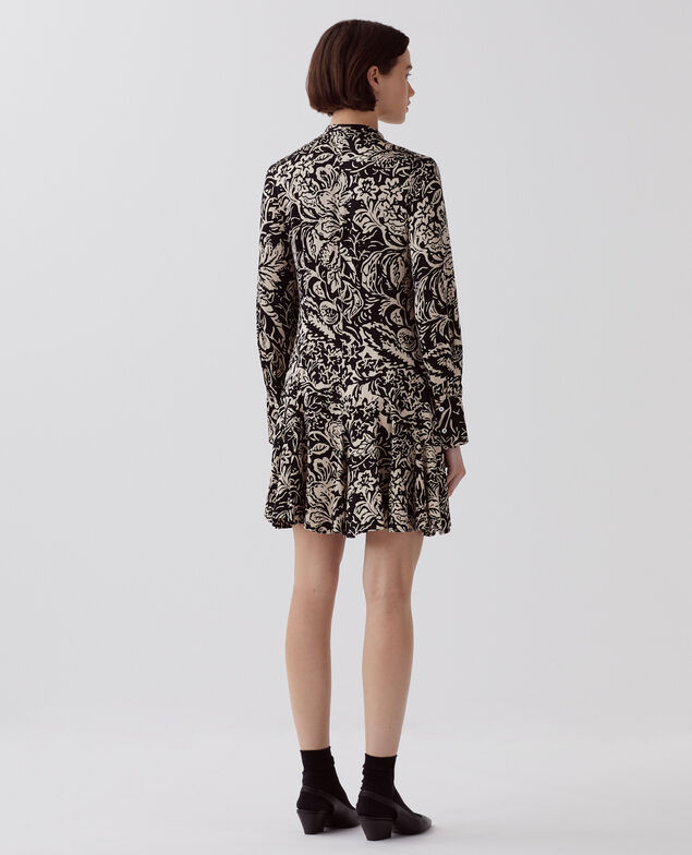 Vestido corto fluido I094 abstract fl blk