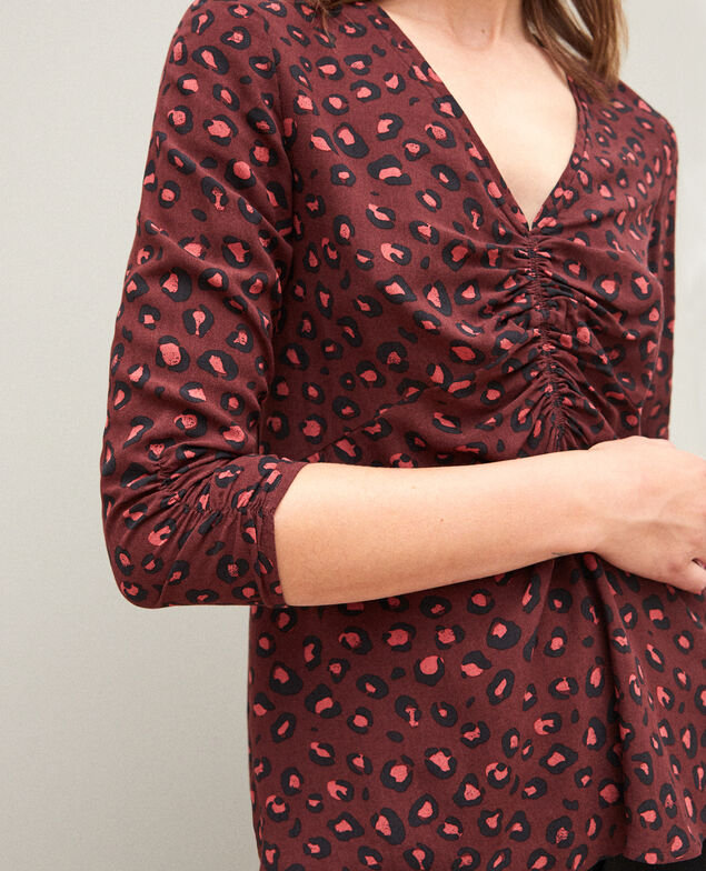 Blusa con fruncidos Marrón