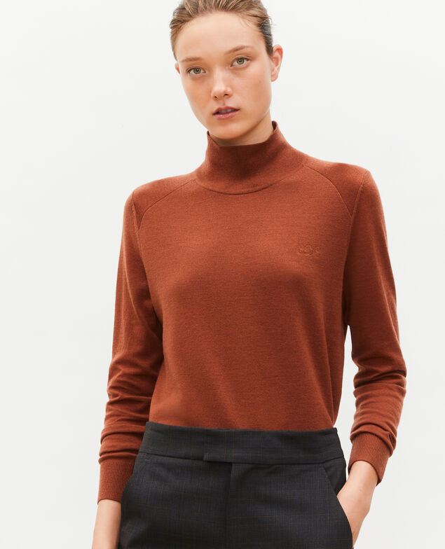 Jersey de lana merino con cuello subido Tortoise shell