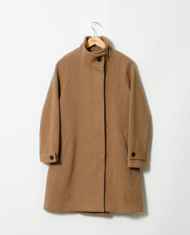 Abrigo con cuello subido Beige