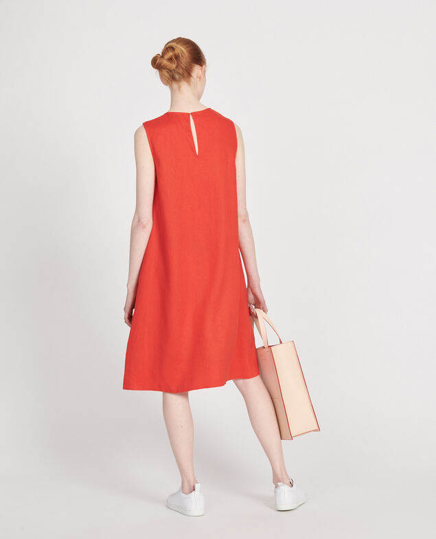 Vestido 100 % de lino Fiery red