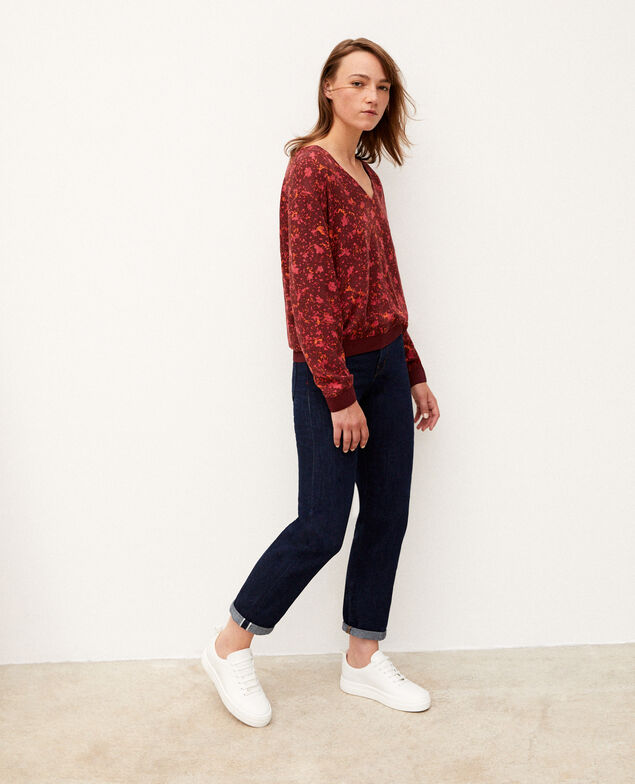 Blusa con escote de pico Rojo