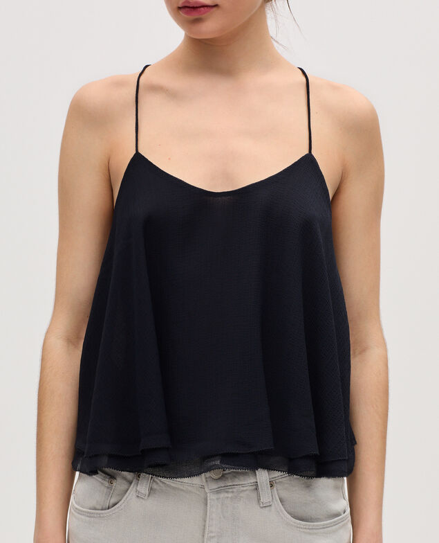 Top de muselina con tirantes cruzados K080 vulcan gray