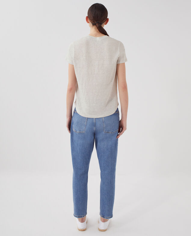 AMANDINE - Camiseta con cuello redondo de lino U020 light gray
