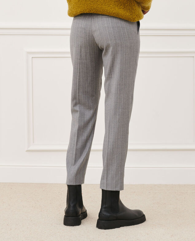 MARGUERITE - Pantalón cigarette 6005 light grey stripe